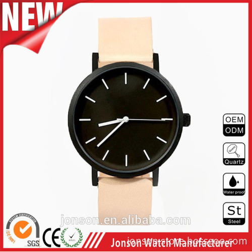 Genuine leather band stainless steel bezel custom your own brand big dial watches for women